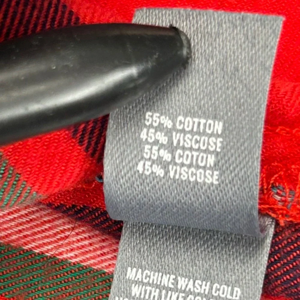 Aerie Womens Red Green Plaid Flannel Button Down Shirt Size S Cotton Blend